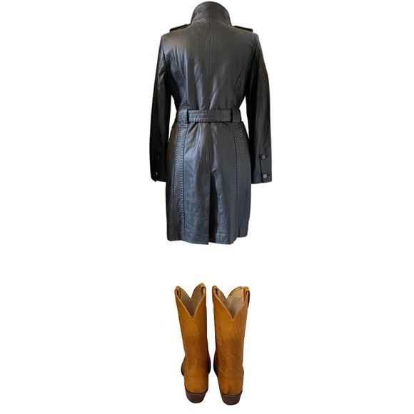 VINTAGE - LEATHER TRENCH COAT - Picture 3 of 14